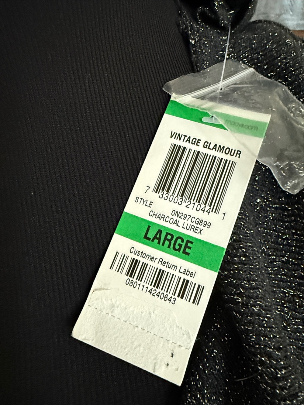 INC International Concepts Black Sparkle Ruffle Open-Front Cardigan - Picture 4 of 6